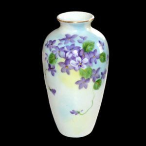 Vintage Norcrest Vase White With Purple Floral Design  Home Decor Japan